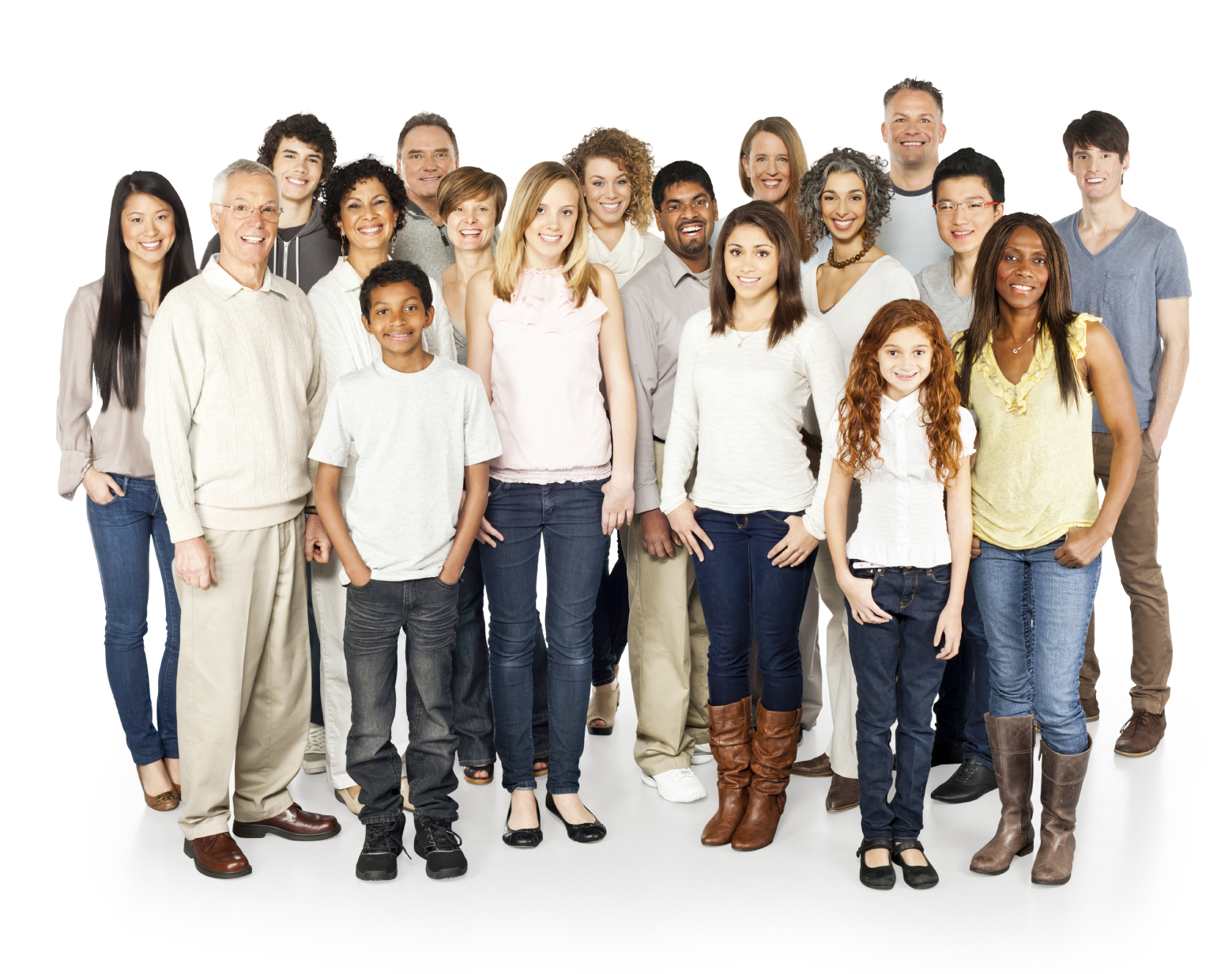 A group of varied people with smiling faces